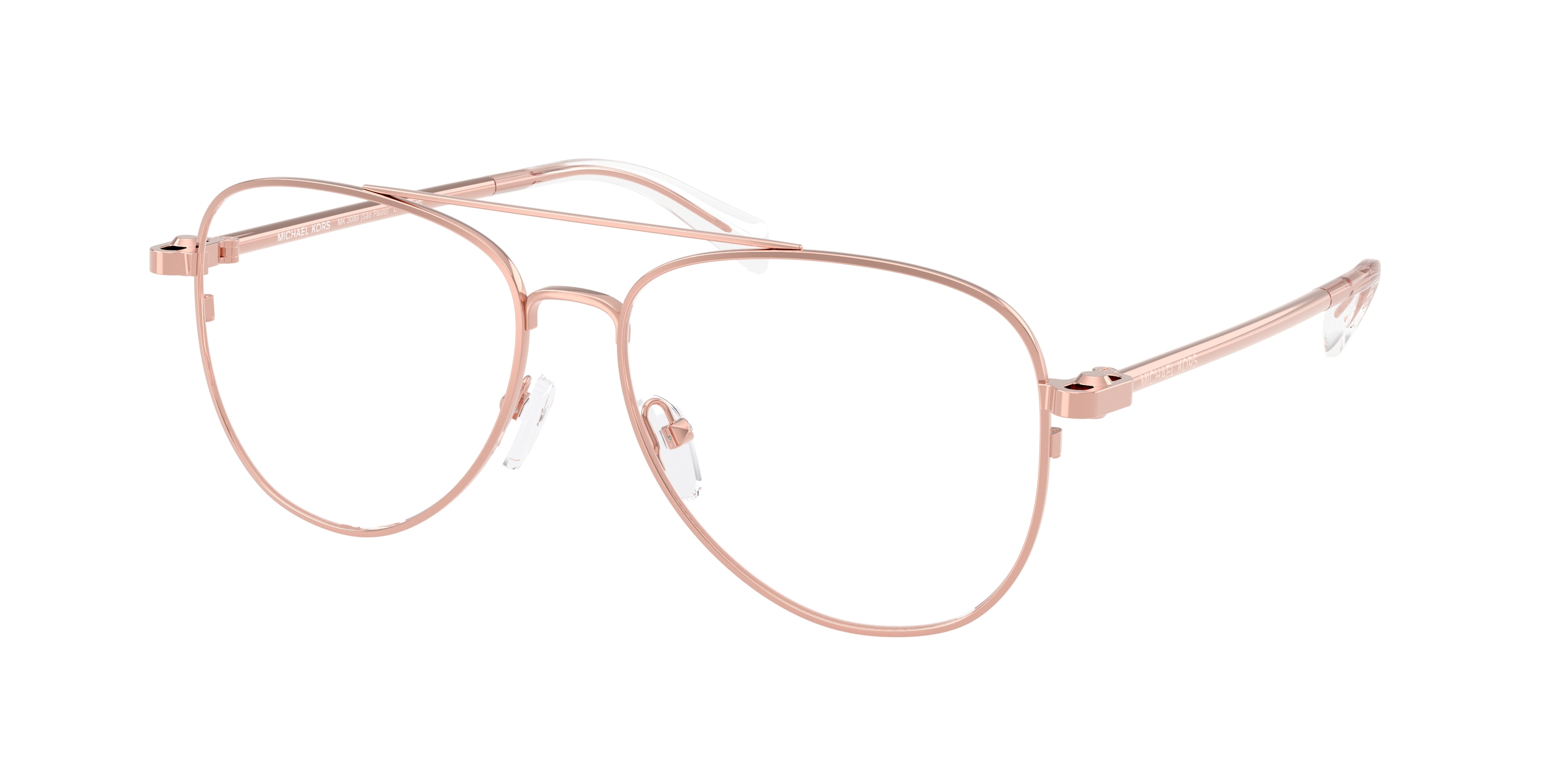 Michael Kors Damen MK3089 SãO Paulo 1108 Optische Fassungen Metall Rosa Transparent Pilot Normal-image